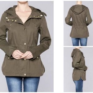 LOVE TREE  Utility Parka Army Green Anorak Jacket